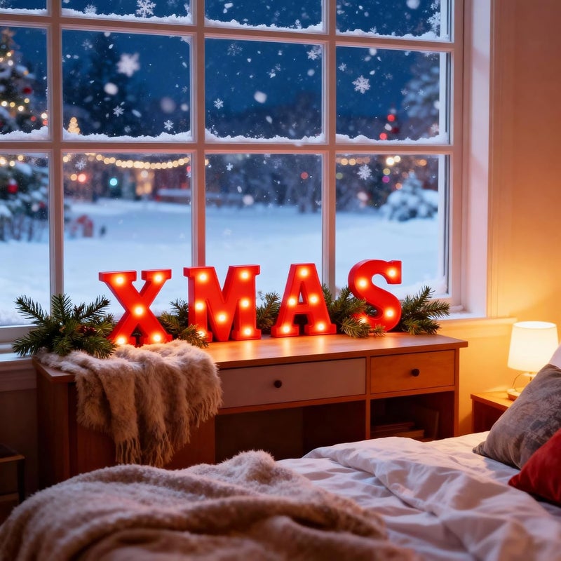 gobutend XMAS Christmas Light Up Letter Table Decorations, LED Marquee Lights Sign for Indoor Outdoor Home Bedroom Fireplace Bar Xmas Party Decor - Image 4